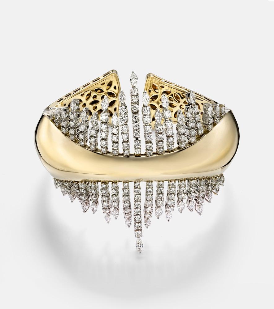 yeprem golden strada 18kt gold cuff bracelet with diamonds