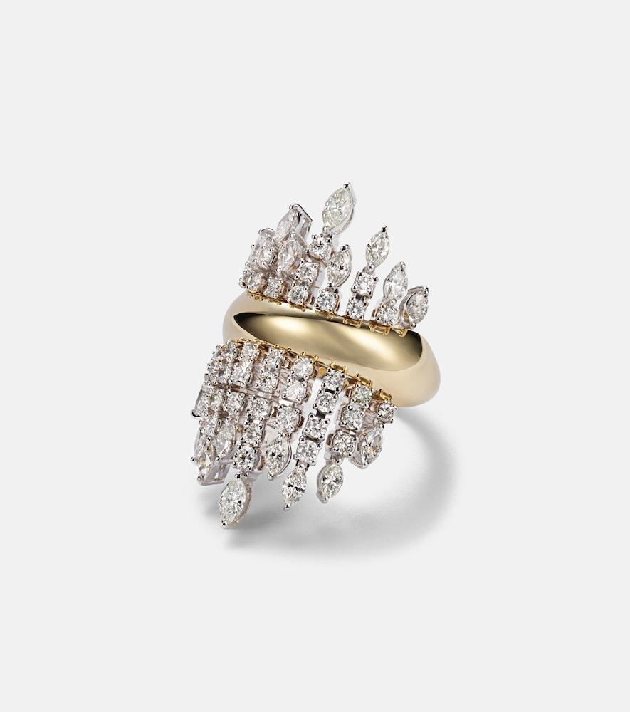 yeprem golden strada 18kt white and yellow gold ring with diamonds