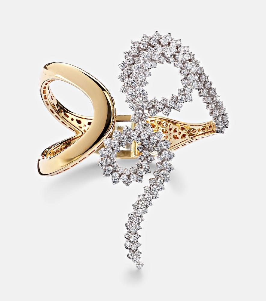 yeprem golden strada 18kt yellow and white gold bangle with diamonds