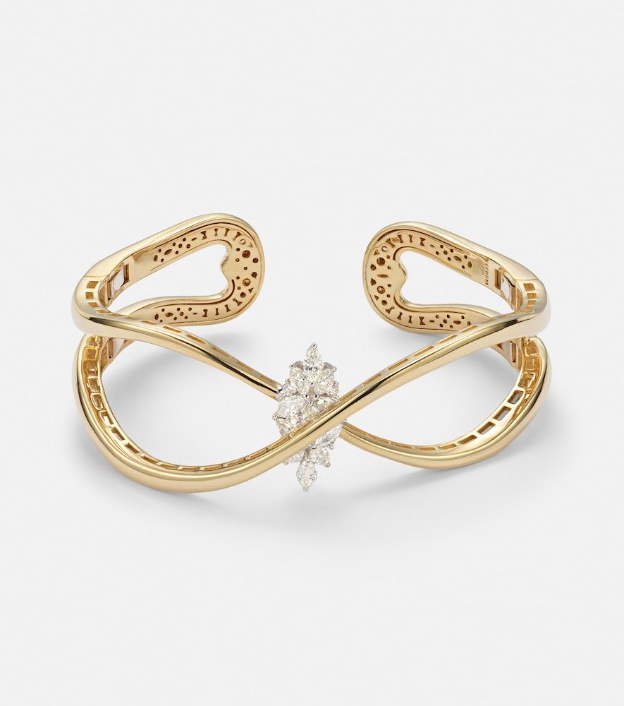 yeprem golden strada 18kt yellow and white gold cuff bracelet with diamonds