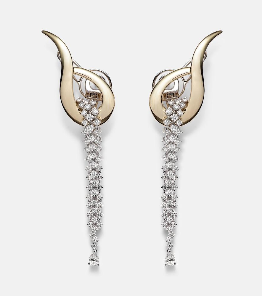 yeprem golden strada 18kt yellow and white gold drop earrings with diamonds