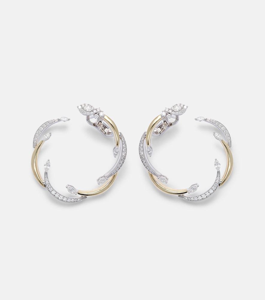 yeprem golden strada 18kt yellow and white gold hoop earrings with diamonds