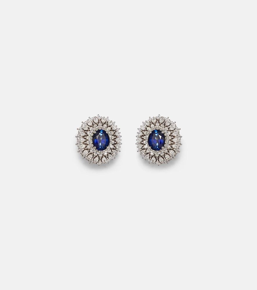 yeprem reign supreme 18kt white gold earrings with diamonds and sapphires