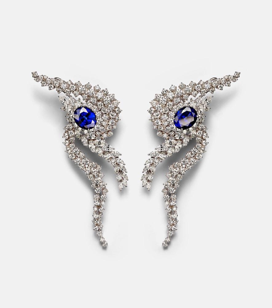 yeprem reign supreme 18kt white gold earrings with diamonds and sapphires