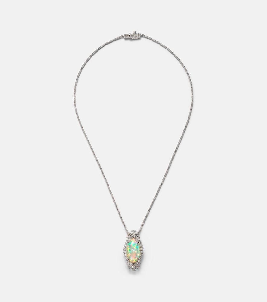 yeprem reign supreme 18kt white gold pendant necklace with diamonds and opal