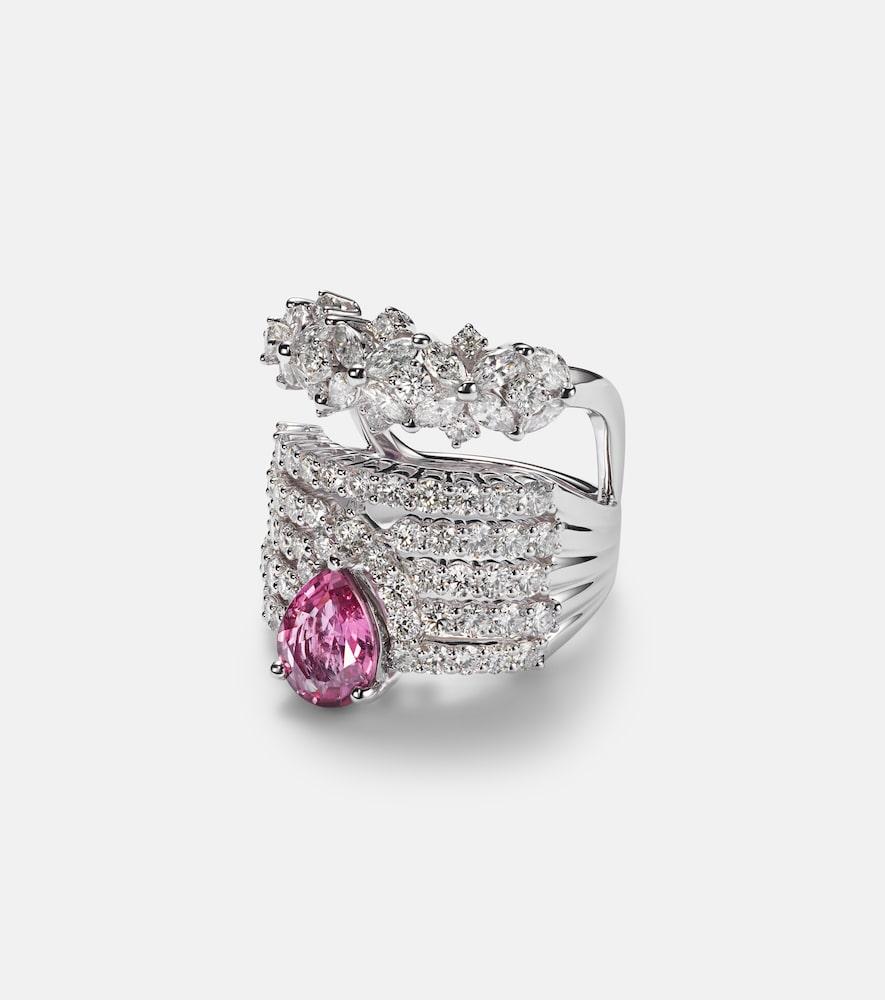 yeprem reign supreme 18kt white gold ring with diamonds and sapphire