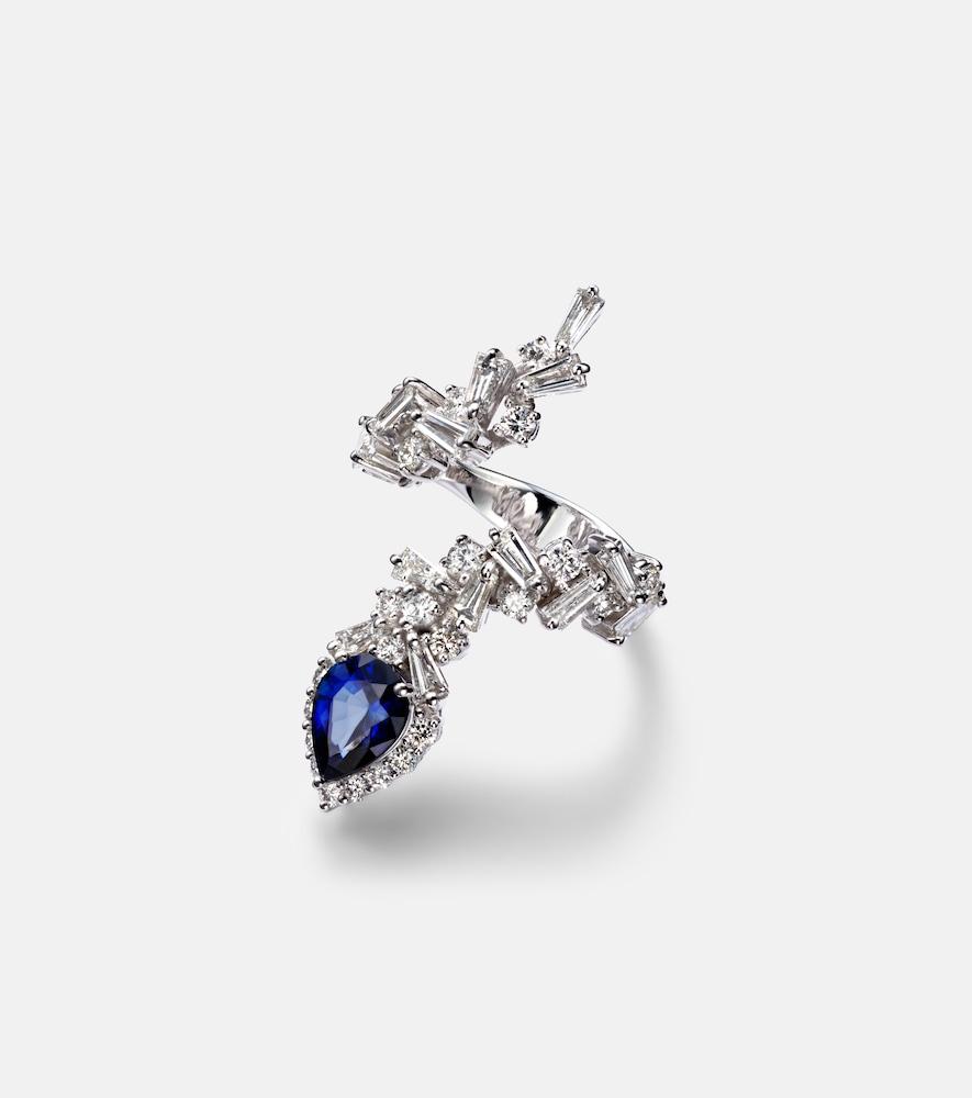 yeprem reign supreme 18kt white gold ring with diamonds and sapphire