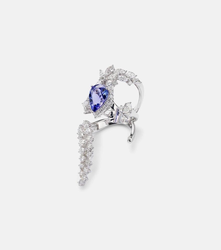yeprem reign supreme 18kt white gold ring with diamonds and tanzanite