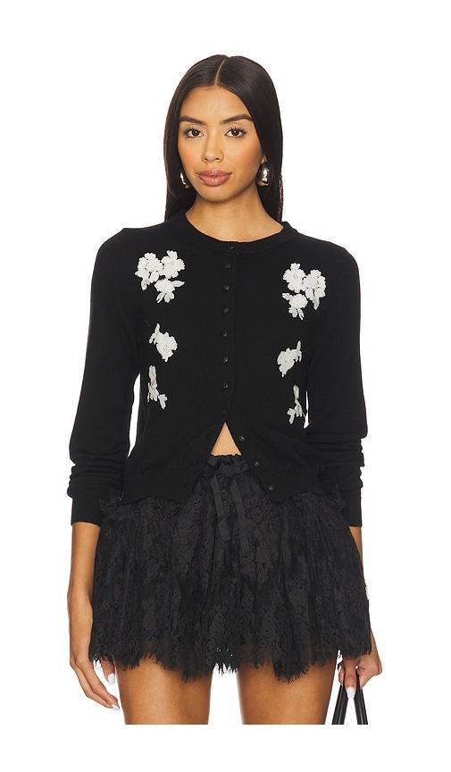 yuhan wang floral sequin cardigan in black. - size l (also in m)