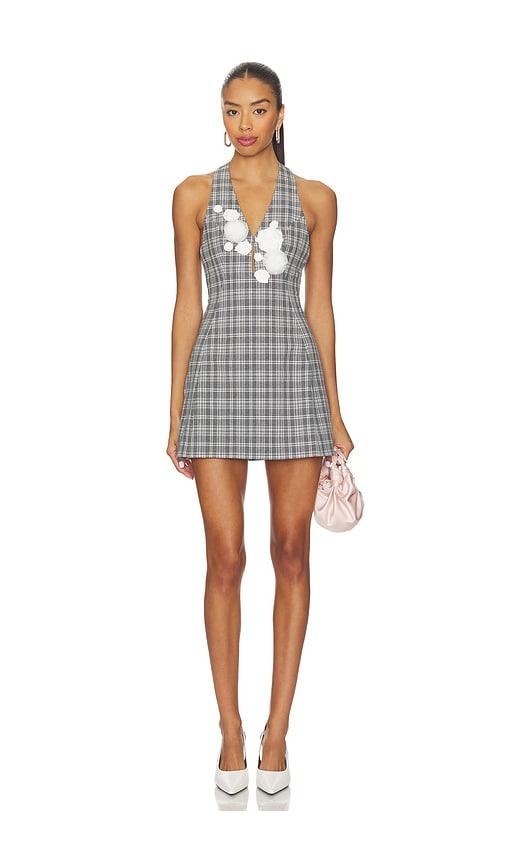 yuhan wang hand crafted rose check dress in grey. - size l (also in xl)