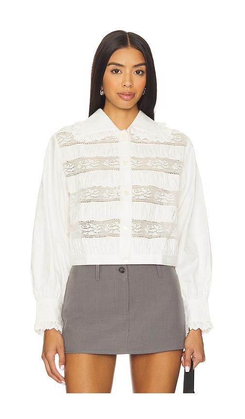 yuhan wang lace trimmed blouse in white. - size l (also in xl)