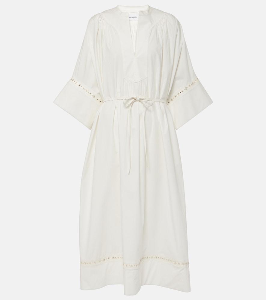 yves salomon belted cotton-blend maxi dress