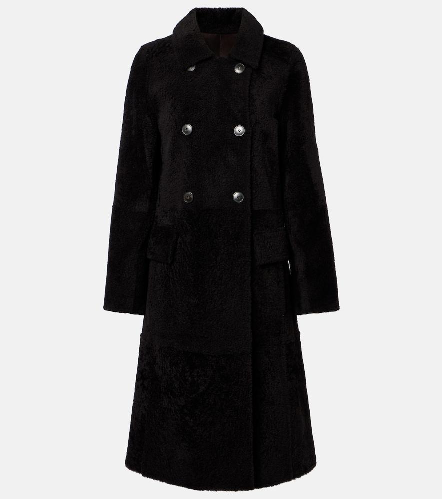 yves salomon double-breasted shearling coat