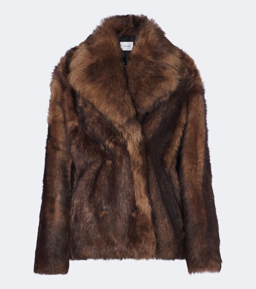 yves salomon double-breasted shearling jacket