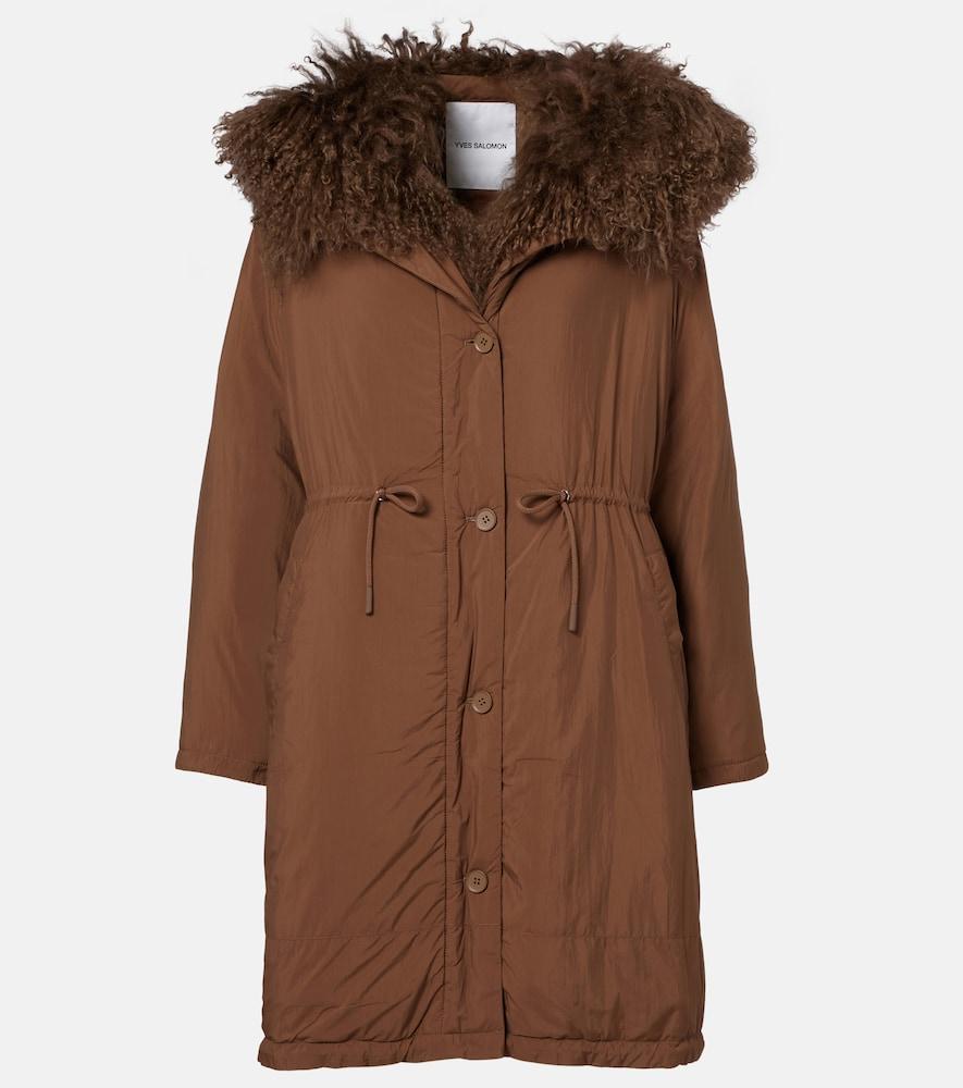 yves salomon doudoune shearling-trimmed down coat