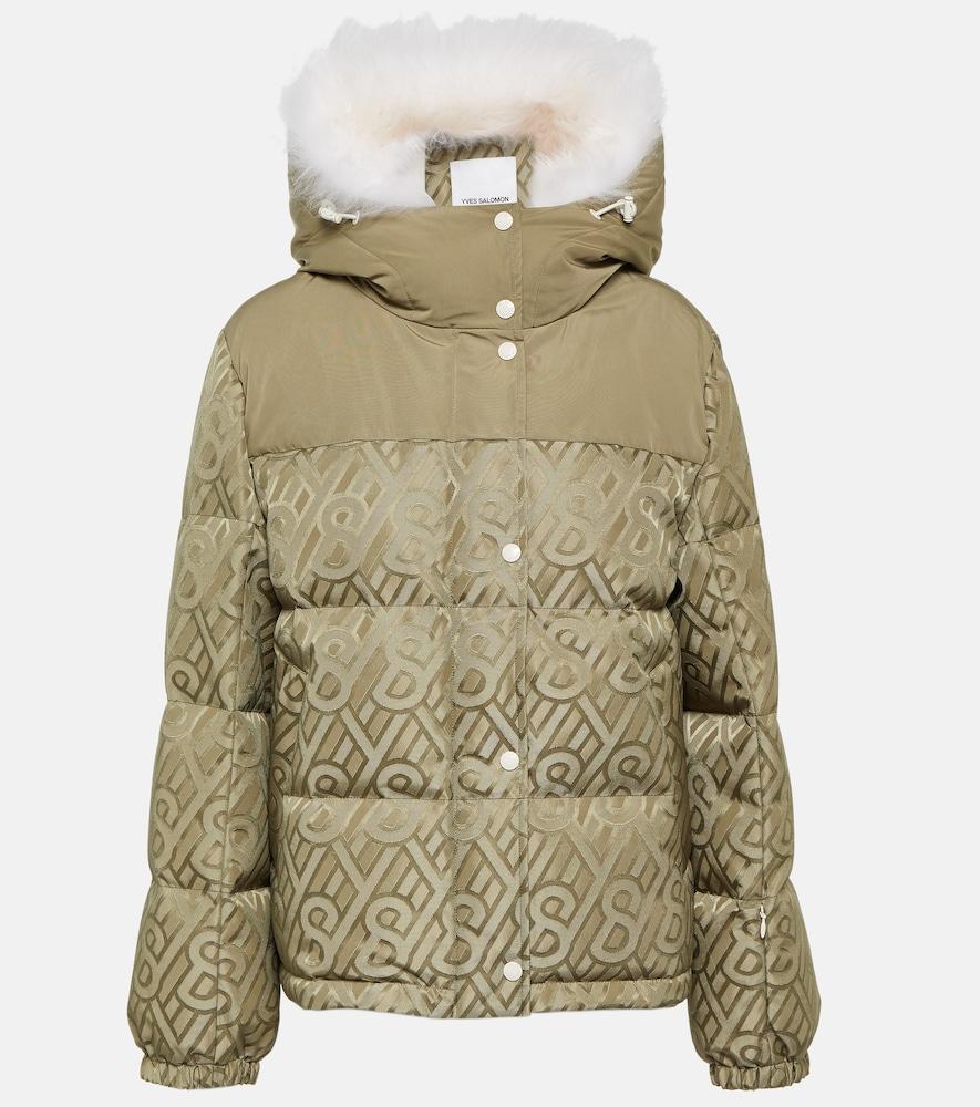 yves salomon logo shearling-trimmed down jacket