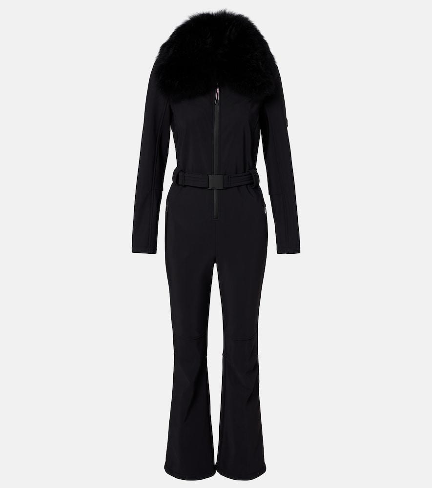 yves salomon shearling-trimmed belted ski suit