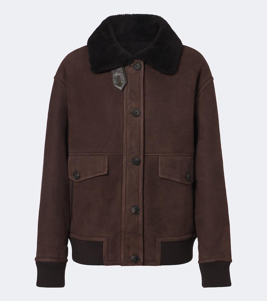 yves salomon shearling-trimmed suede jacket