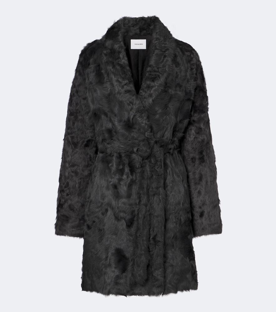 yves salomon shearling wrap coat