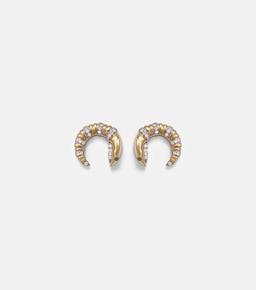 yvonne léon écrevisse 9kt gold earrings with diamonds