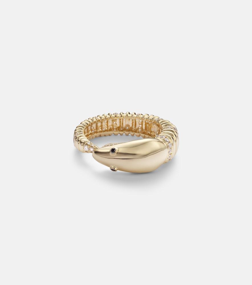 yvonne léon écrevisse 9kt gold ring with diamonds