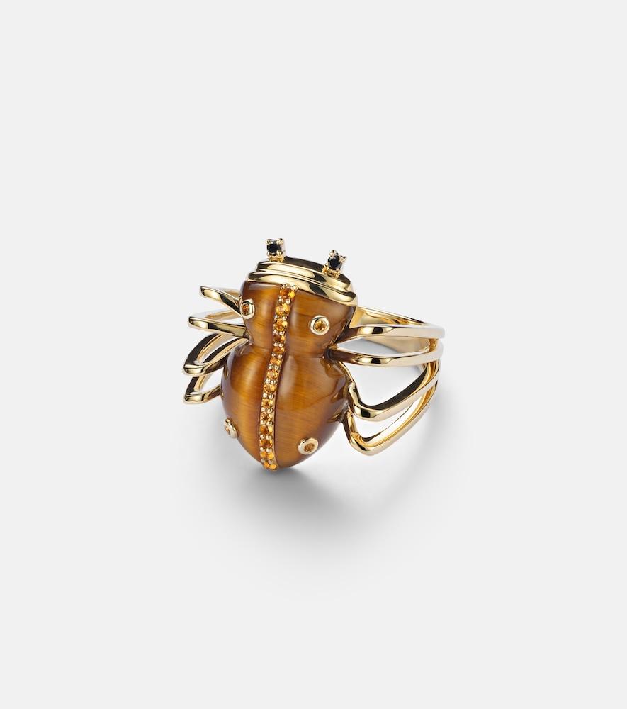 yvonne léon araignée 9kt gold ring with gemstones