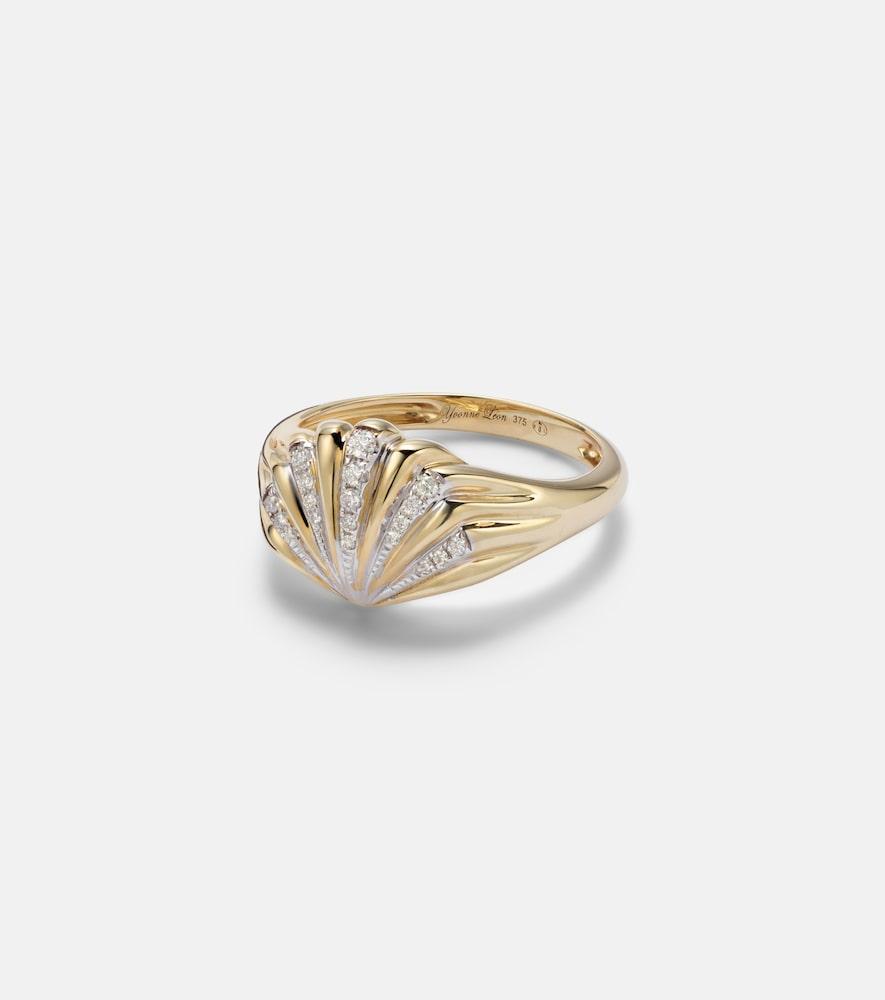 yvonne léon baby chevalière 9kt ring with diamonds