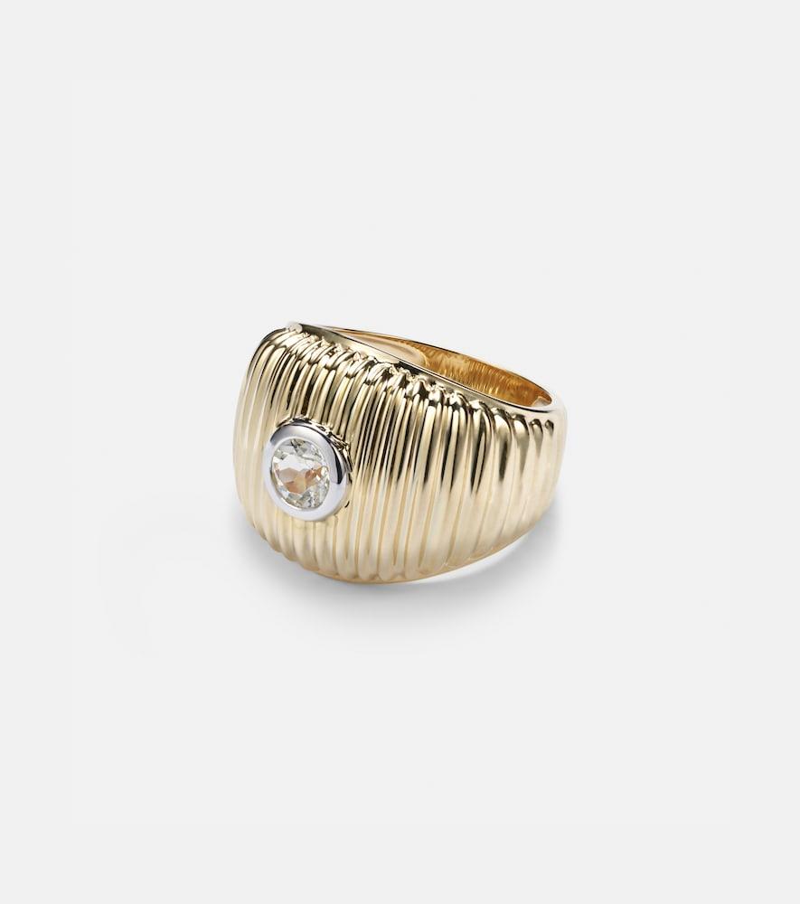 yvonne léon berlingot maxi 9kt gold ring with topaz