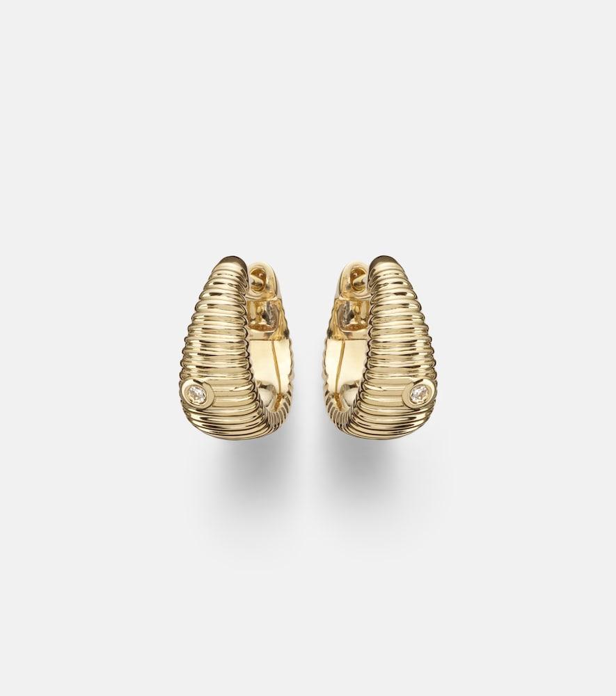 yvonne léon berlingot nano 9kt gold hoop earrings with diamonds