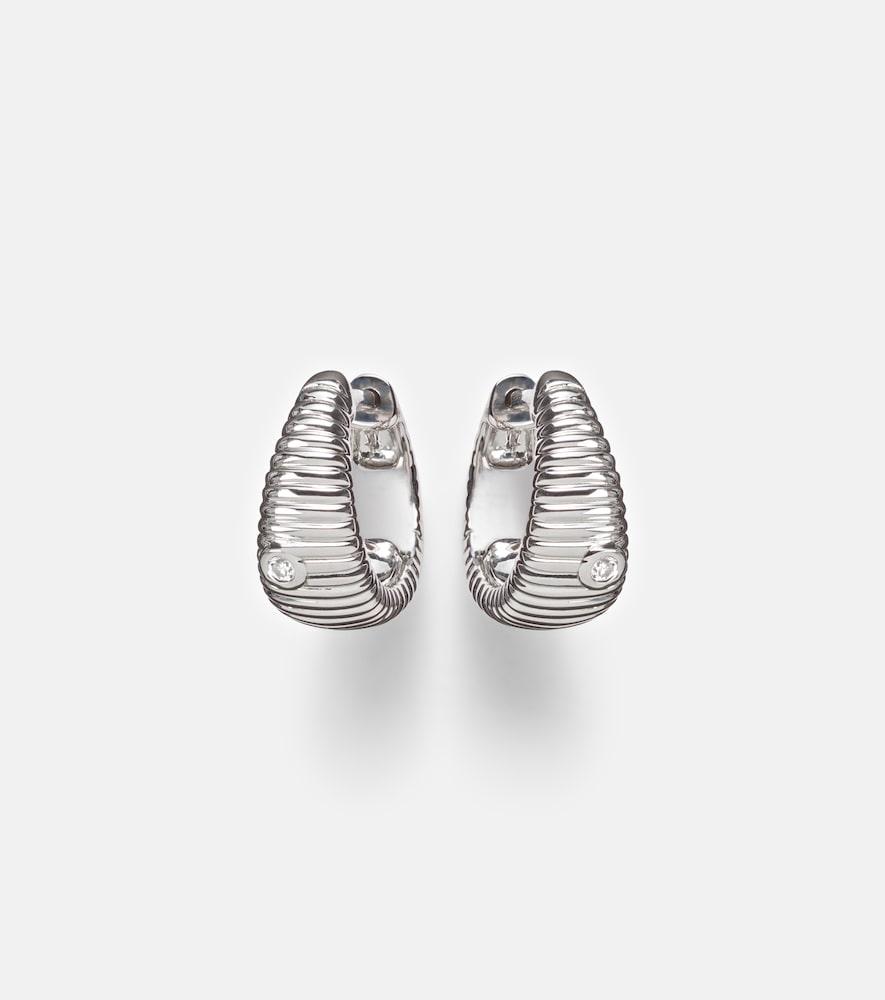 yvonne léon berlingot nano 9kt white gold hoop earrings with diamonds