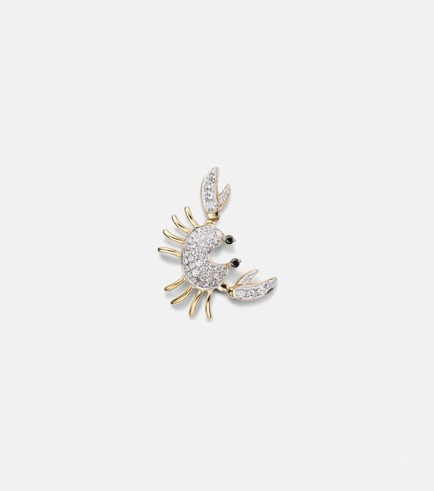 yvonne léon crustacé 9kt gold single earring with diamonds