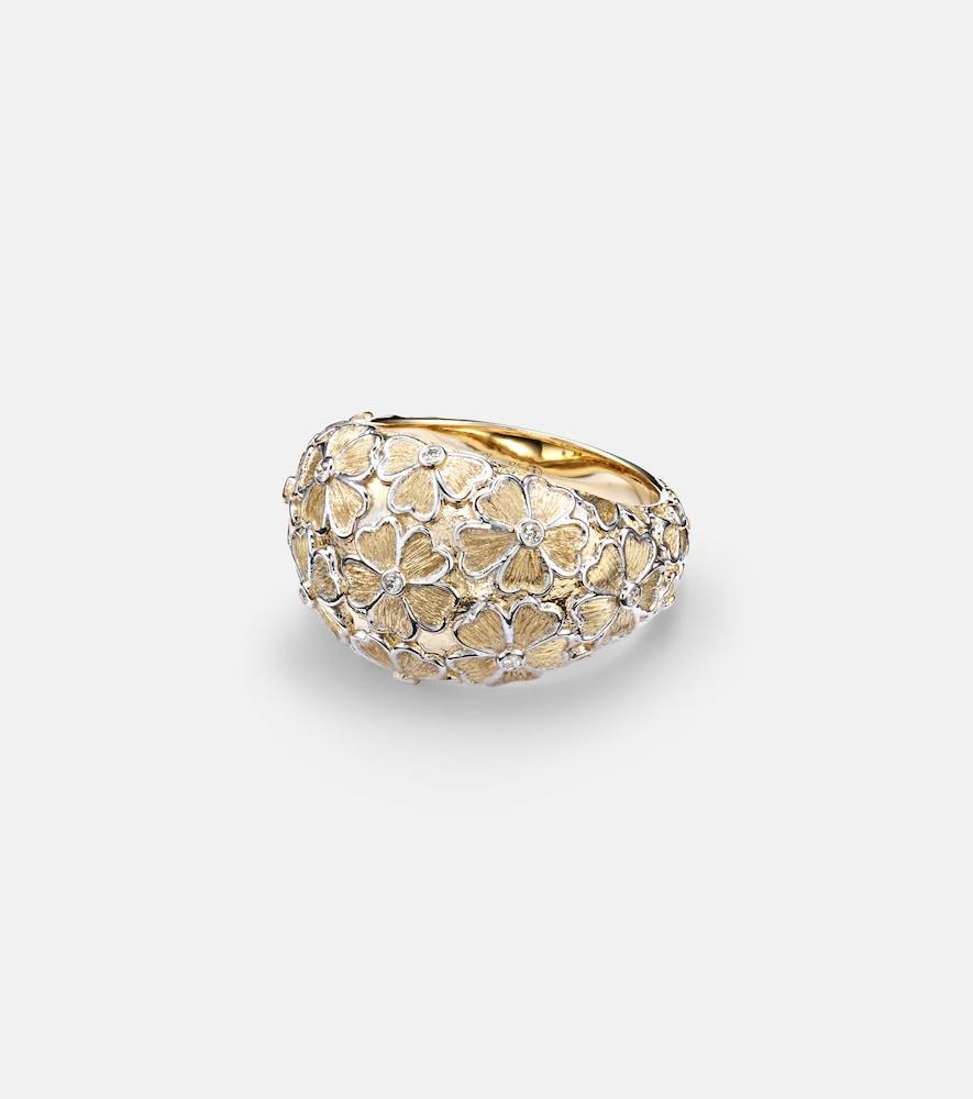yvonne léon dôme fleurie 9kt gold ring with diamonds