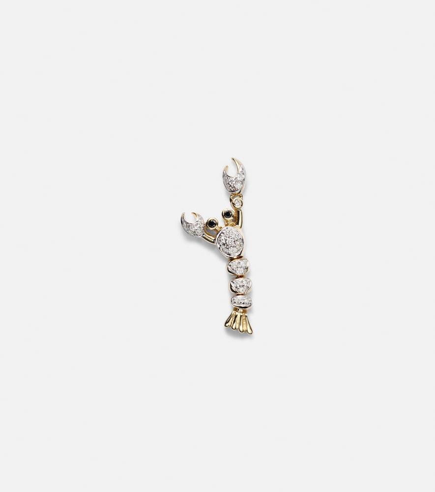 yvonne léon homard mini 9kt gold single earring with diamonds