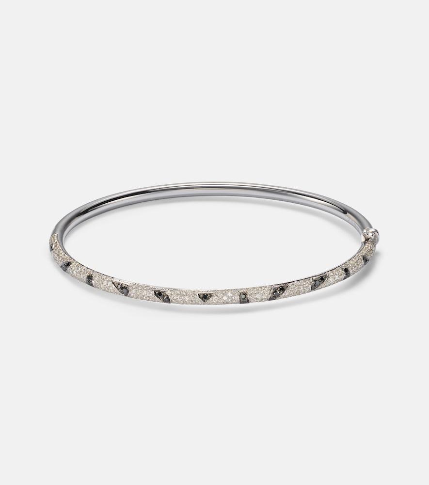 yvonne léon jonc zèbre 9kt white gold bracelet with diamonds