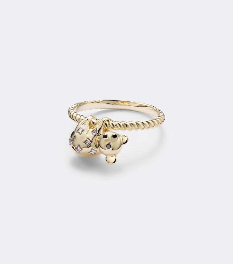 yvonne léon koala 9kt gold ring with diamonds