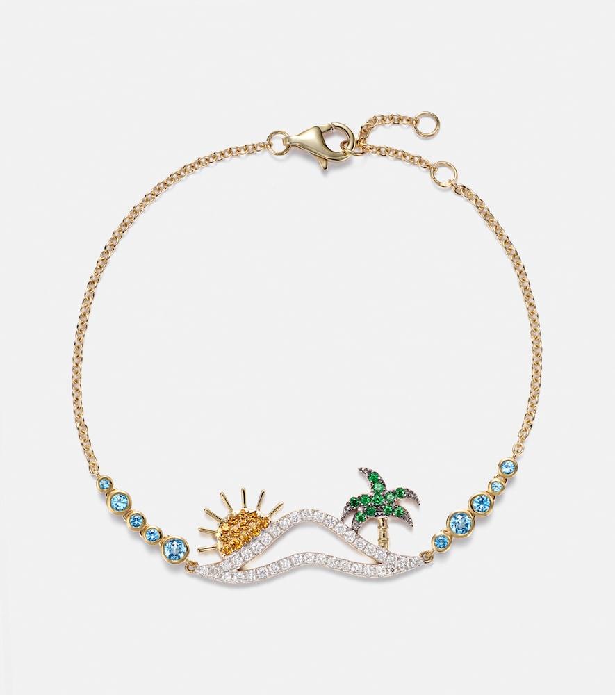 yvonne léon la plage 9kt gold bracelet with diamonds and gemstones