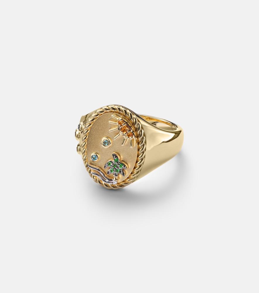yvonne léon la plage 9kt gold ring with gemstones