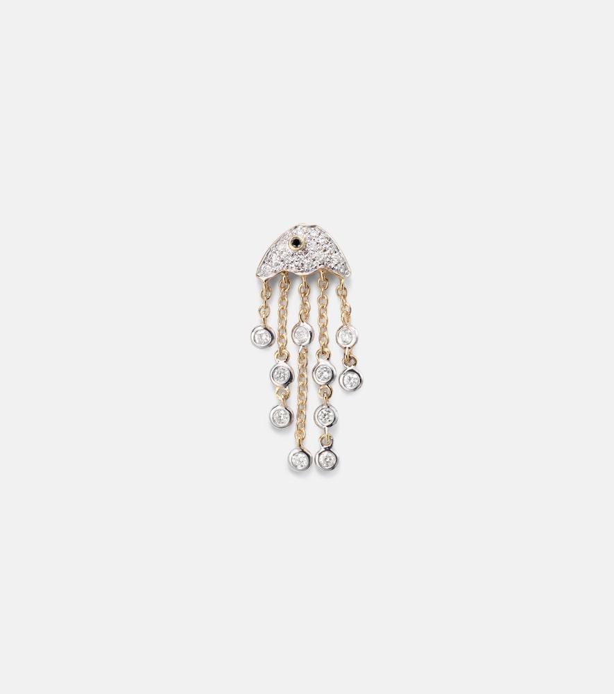 yvonne léon méduse 18kt gold single earring with diamonds