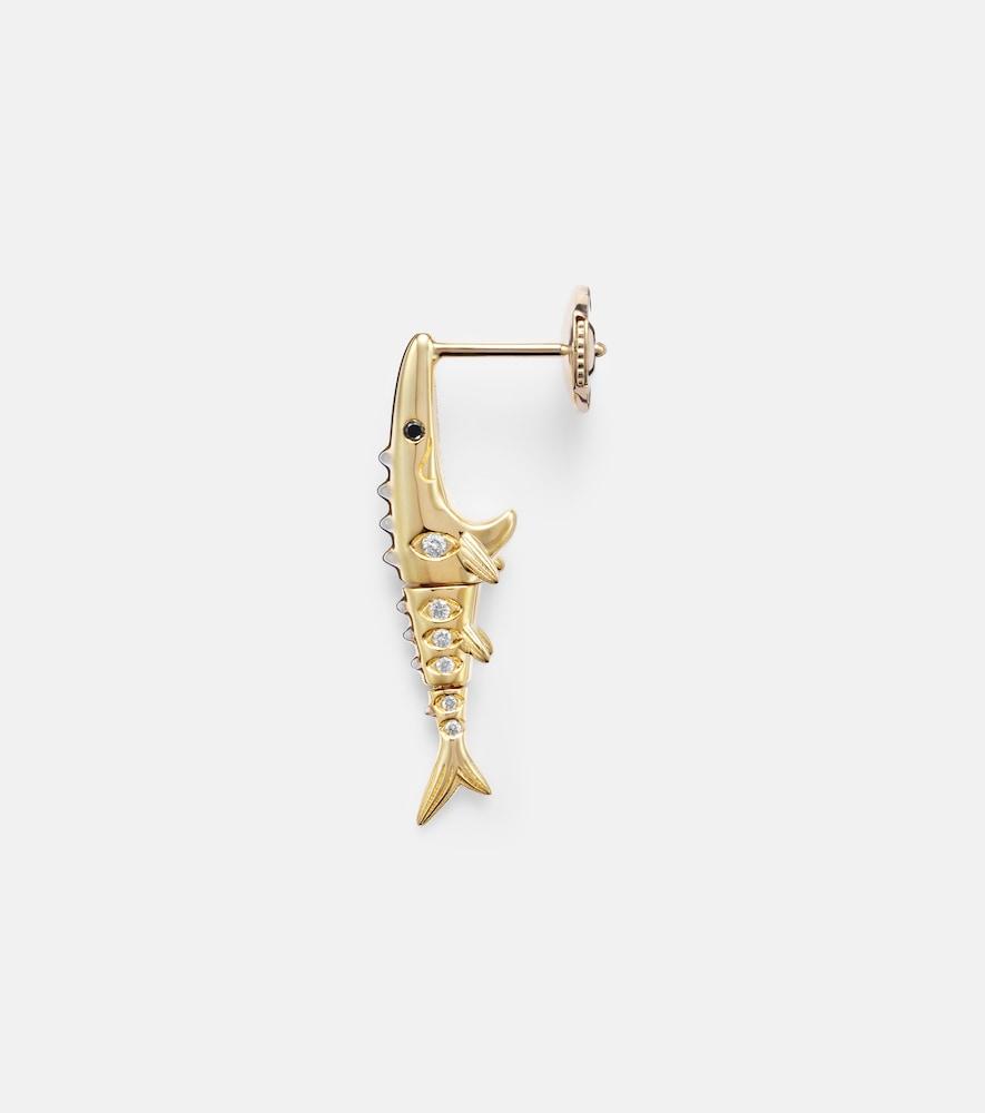 yvonne léon marlin pm 9kt gold single earring with diamonds