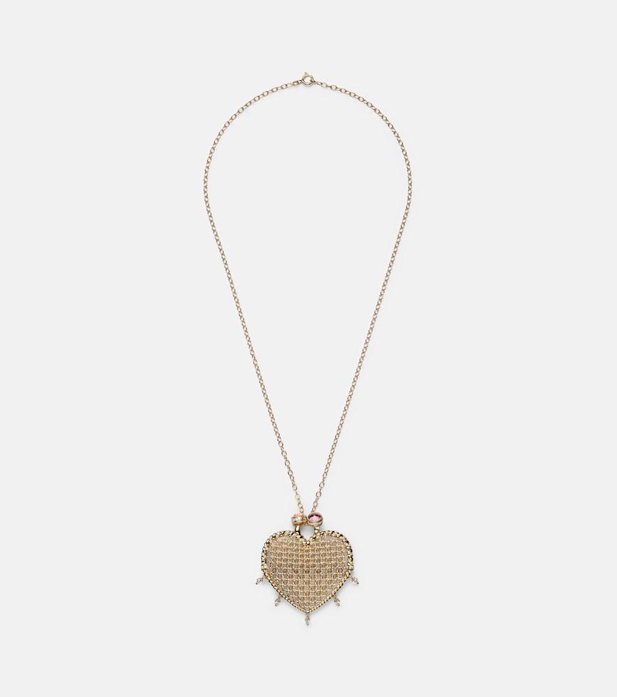 yvonne léon minaudière caur 18kt and 9kt gold pendant necklace with diamonds and tourmalines