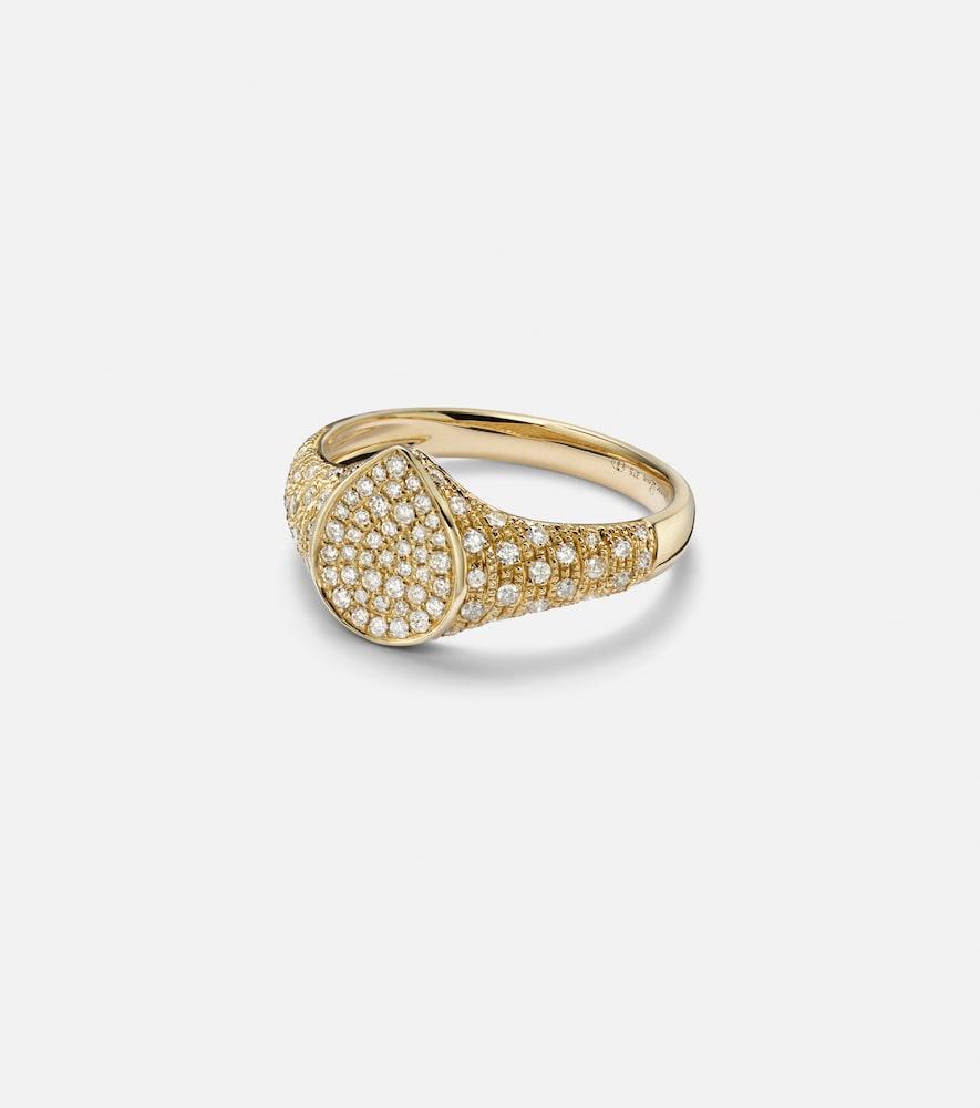 yvonne léon mini 9kt gold ring with diamonds