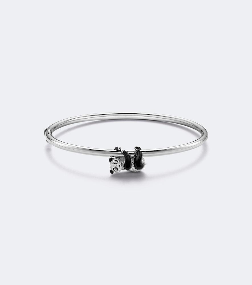 yvonne léon panda 9kt white gold bangle with diamonds