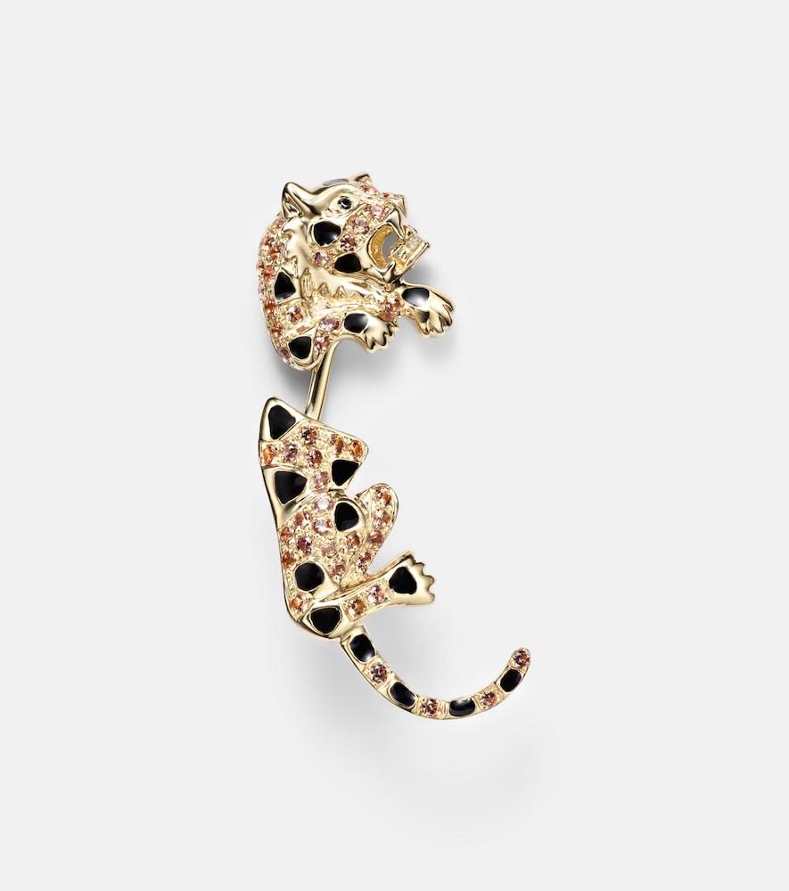 yvonne léon puce & dessous léopard 9kt gold single earring with gemstones