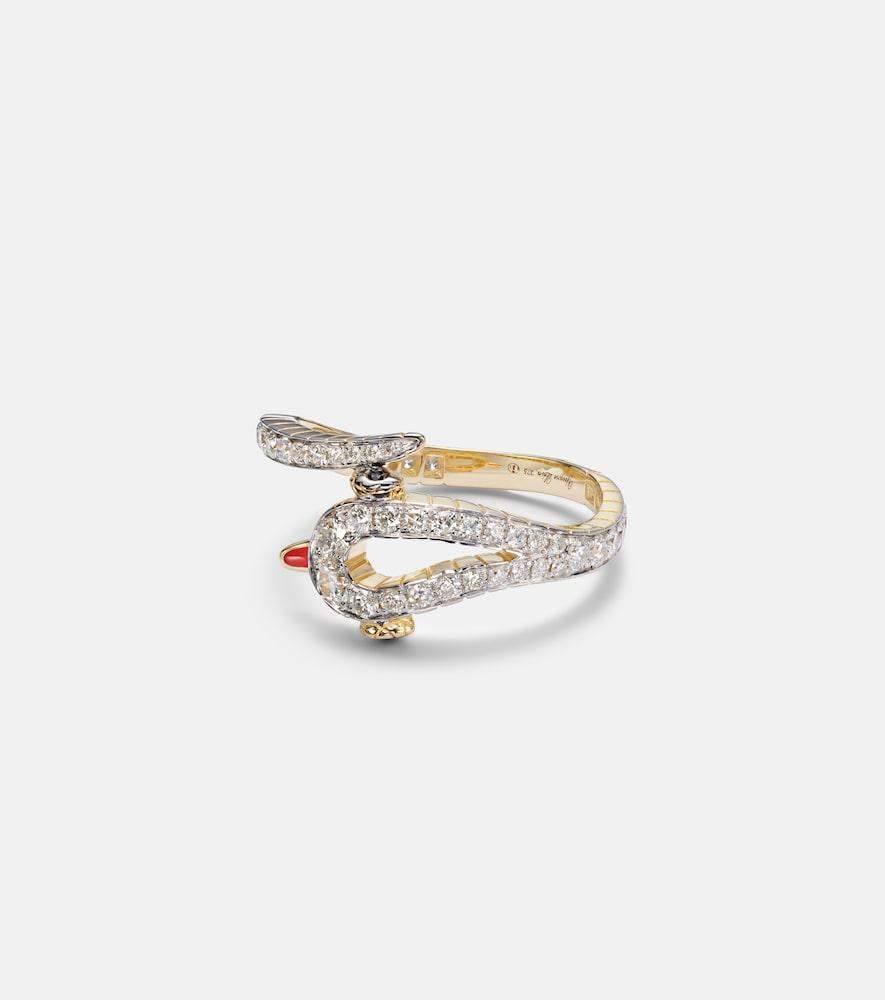 yvonne léon python 9kt gold ring with diamonds