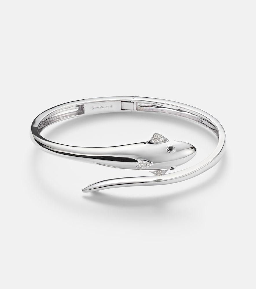 yvonne léon requin 9kt white gold bangle with diamonds