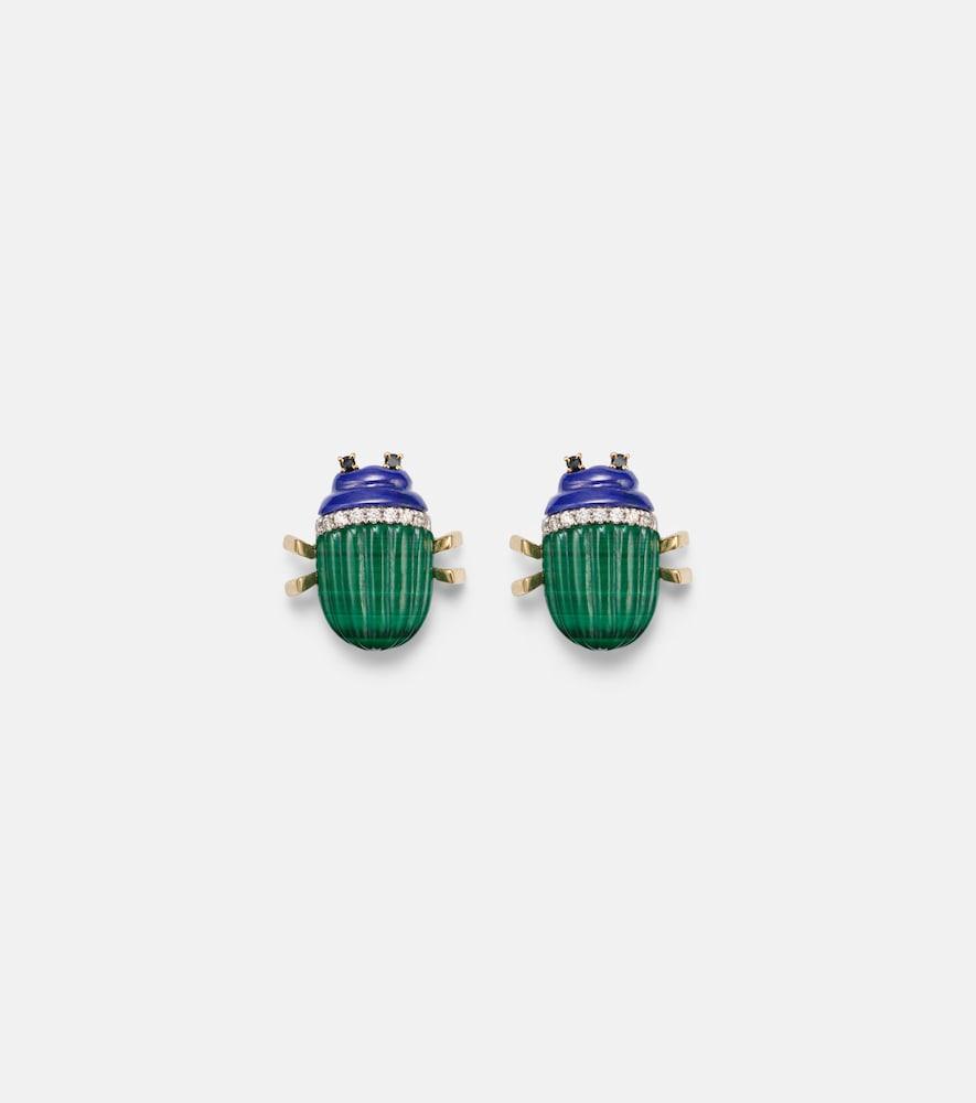 yvonne léon scarabée 9kt gold earrings with gemstones