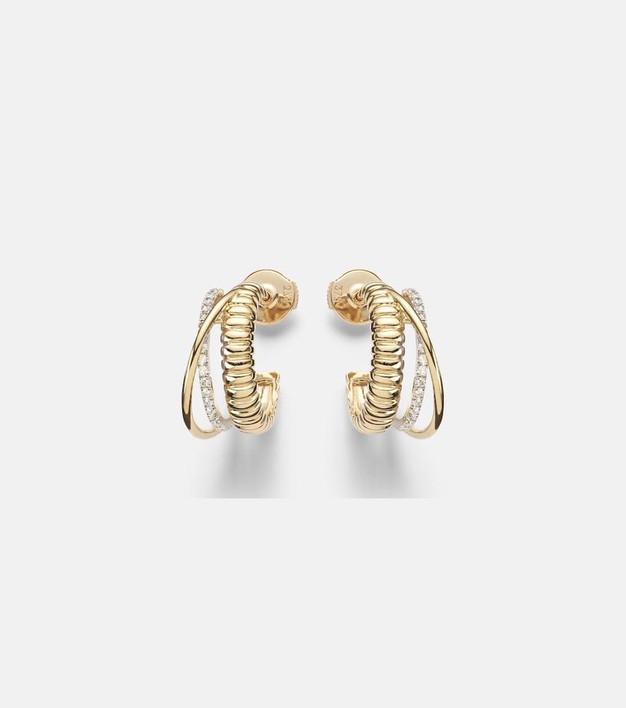 yvonne léon un deux trois berlingot 9kt gold hoop earrings with diamonds
