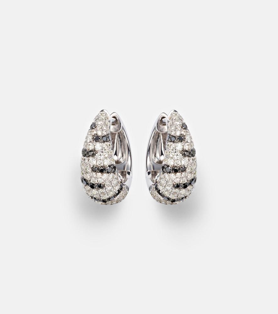 yvonne léon zèbre 18kt white gold hoop earrings with diamonds