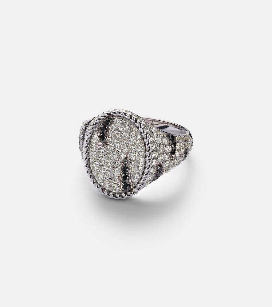yvonne léon zèbre 18kt white gold pinky ring with diamonds