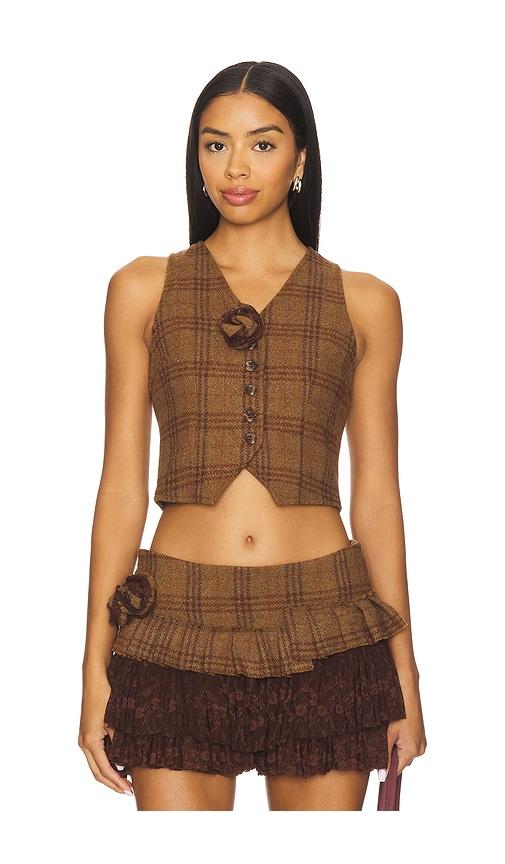zemeta rosette wool vest in brown. - size m (also in s)